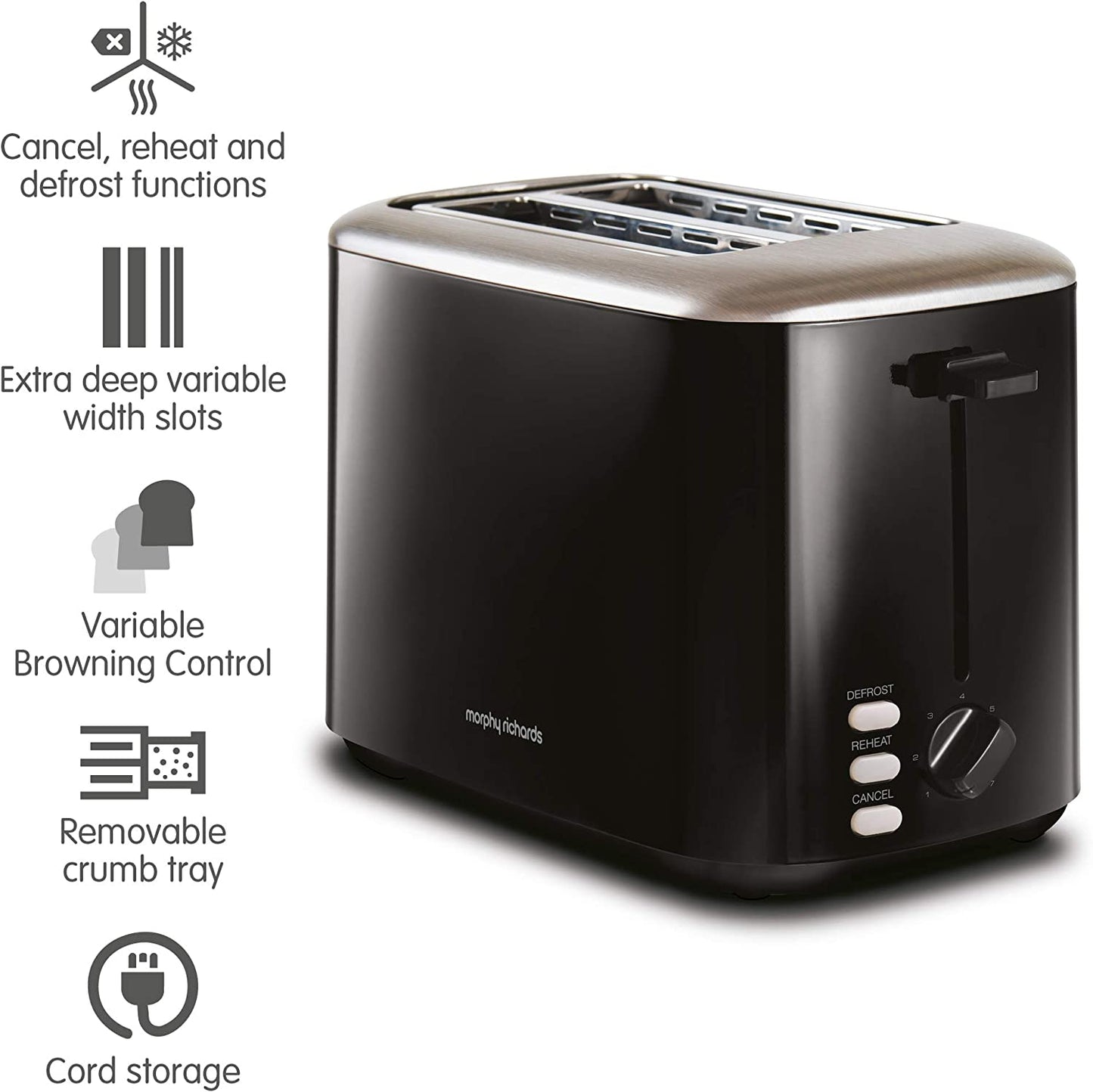 Morphy Richards 222064 Equip 2 Slice Toaster 800W Black