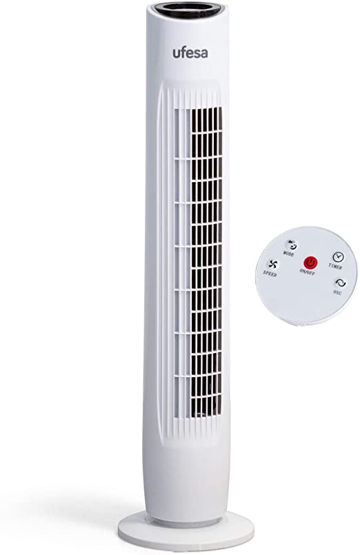 UFESA TW1500 Tower Fan with R/Control 45W 3 Speeds White