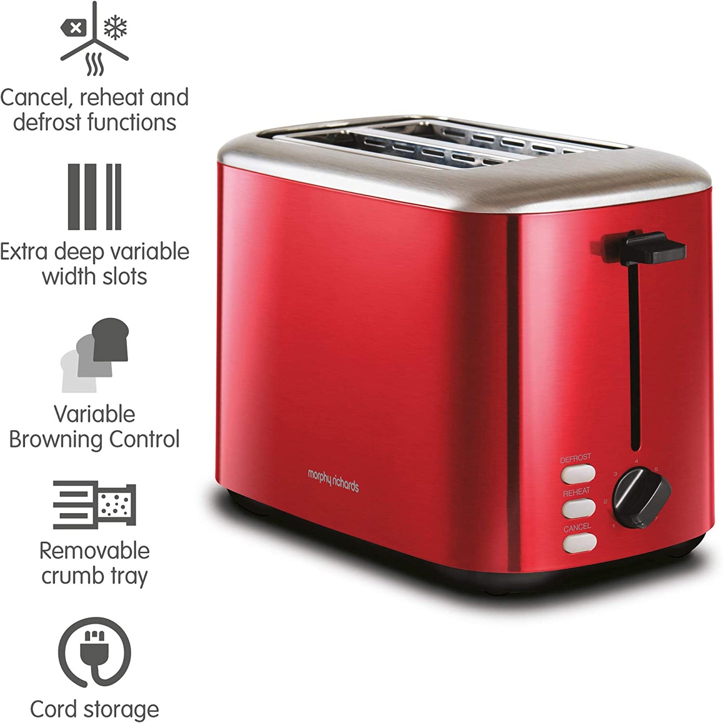 Morphy Richards 222066 Equip 2 Slice Toaster 800W Red