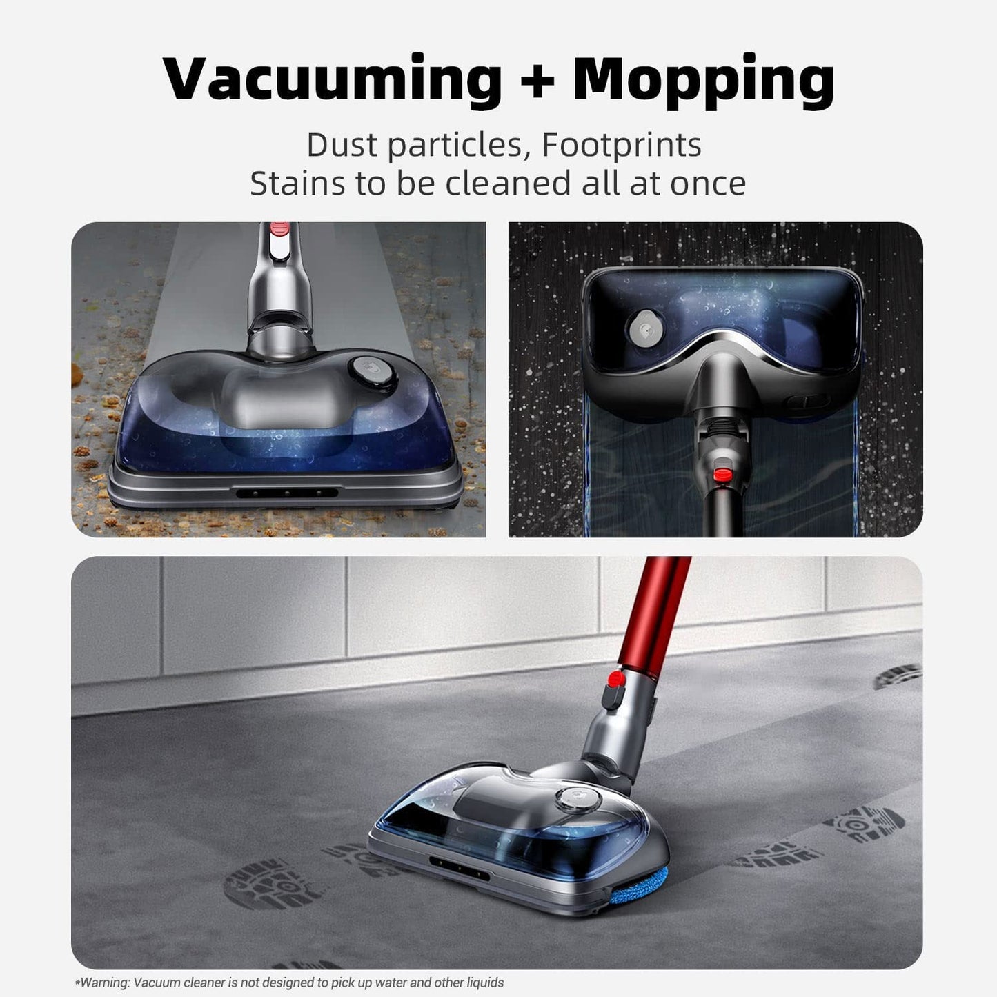 PUPPYOO T12 Pro Rinse , 2 in 1 HandStick Vacuum Cleaner with Mopping Head, Red