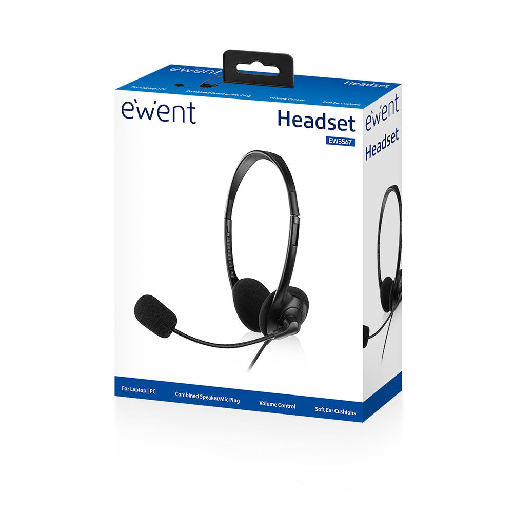 EWENT EW3567 HEADSET JACK 3.5mm WITH MIC BLACK