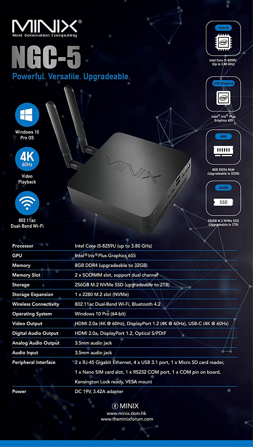 MINIX NEO NGC-5 Intel Core i5-8279U WIN10PRO 8GB/256GB