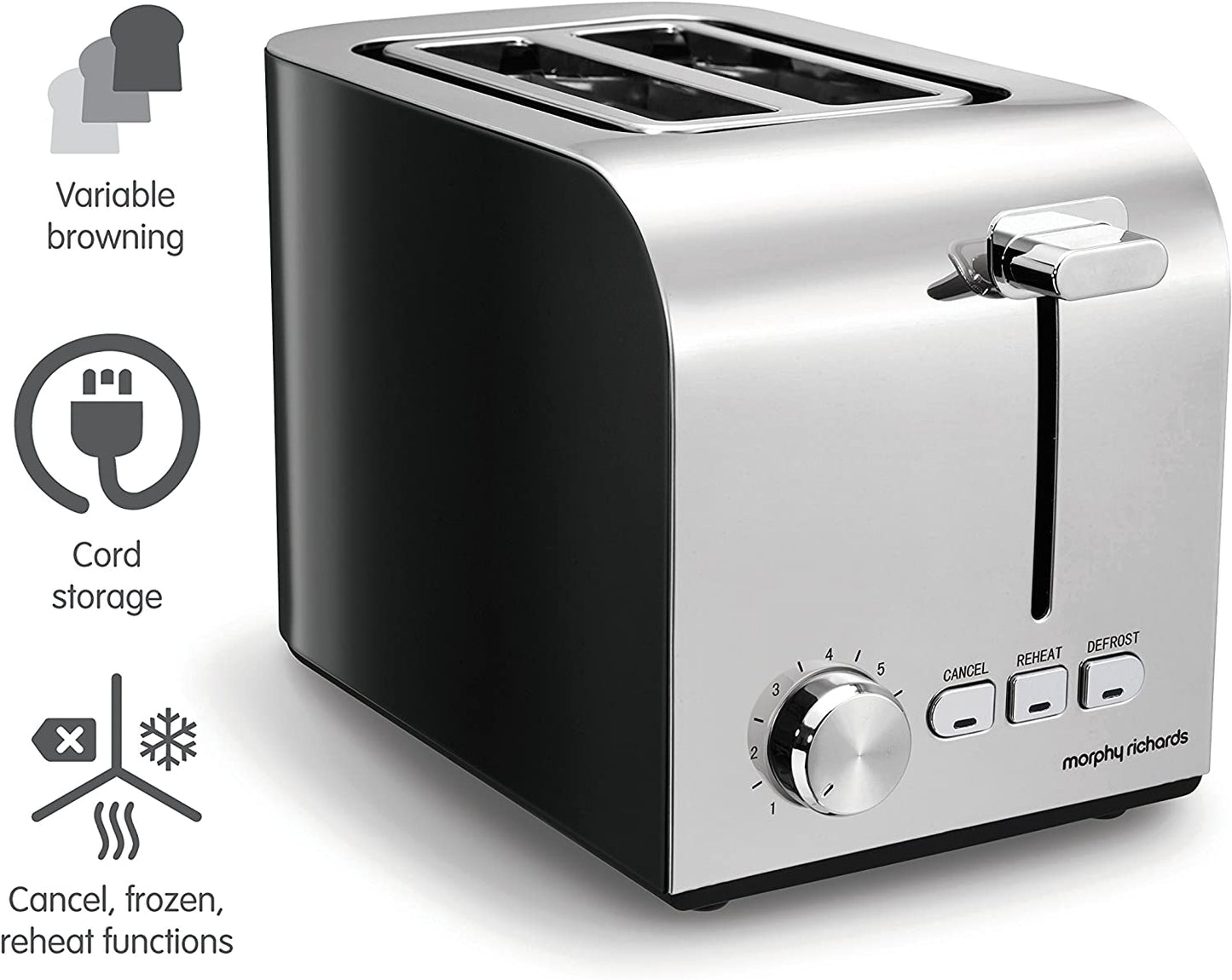 Morphy Richards 222055 Equip 2 Slice Toaster 850W Brushed Inox