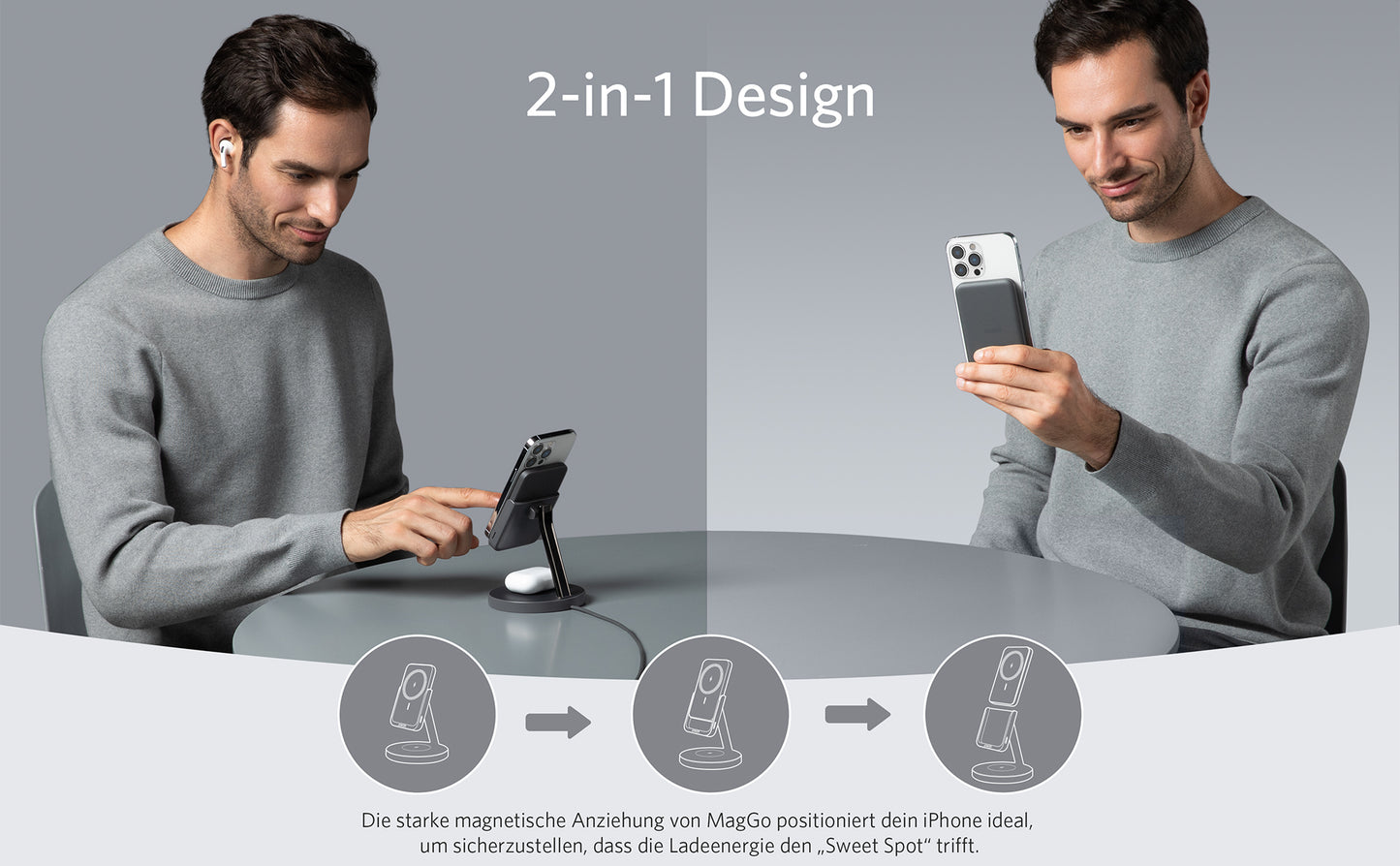 Anker PowerWave Mag-Go 2-in-1 5K Magnetic Powerbank And Wireless Stand 5000mAh Black