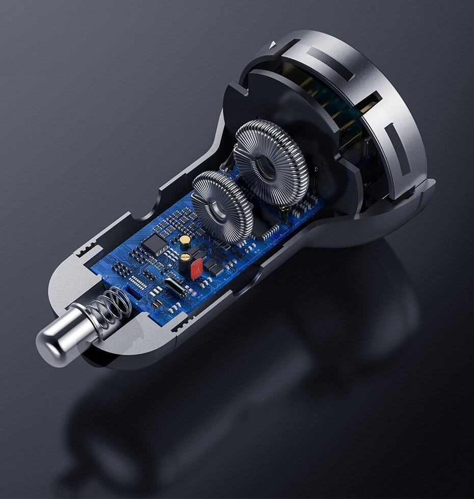 Baseus Digital Display Dual USB 24W Car Charger Black