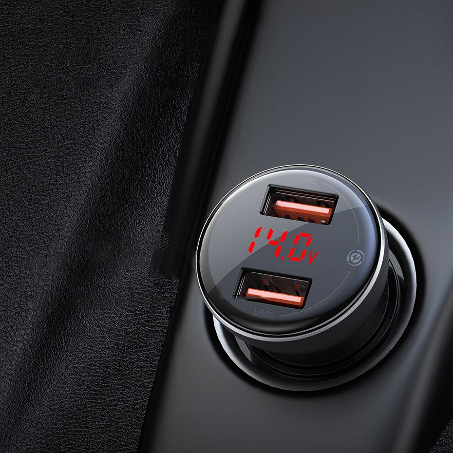 Baseus Digital Display Dual USB 45W Car Charger Black