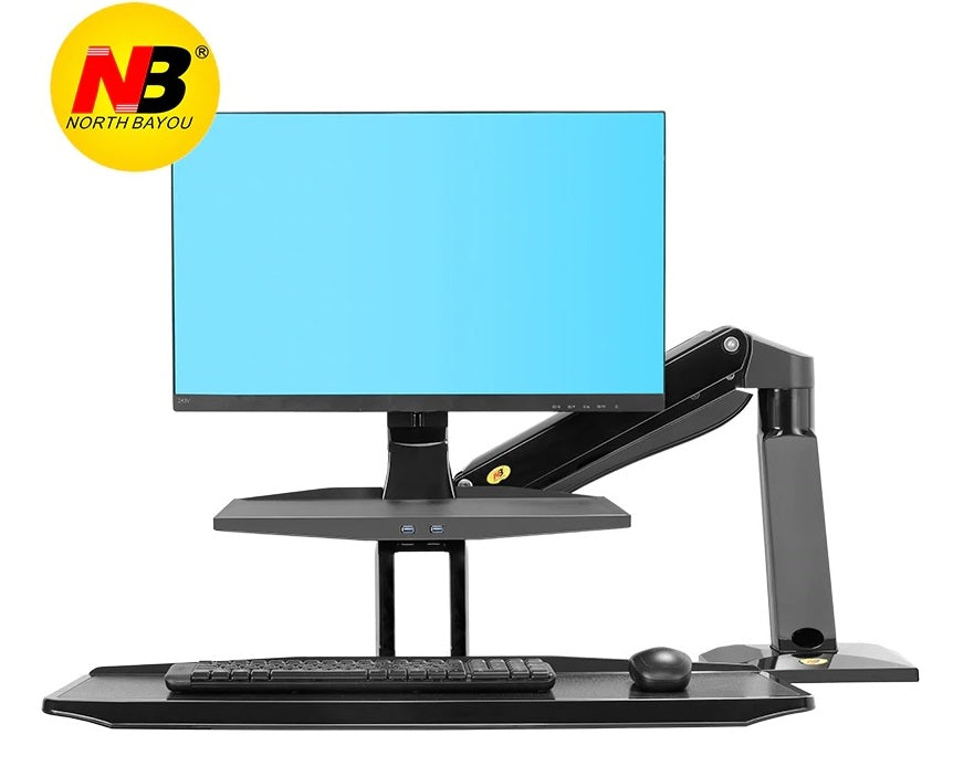 NBMounts FC55 Sit Stand Station With Foldable Tray