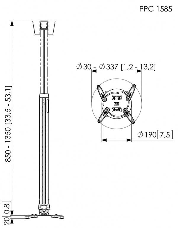 Vogels PPC1585 Projector Ceiling Support 15kg 85-135
