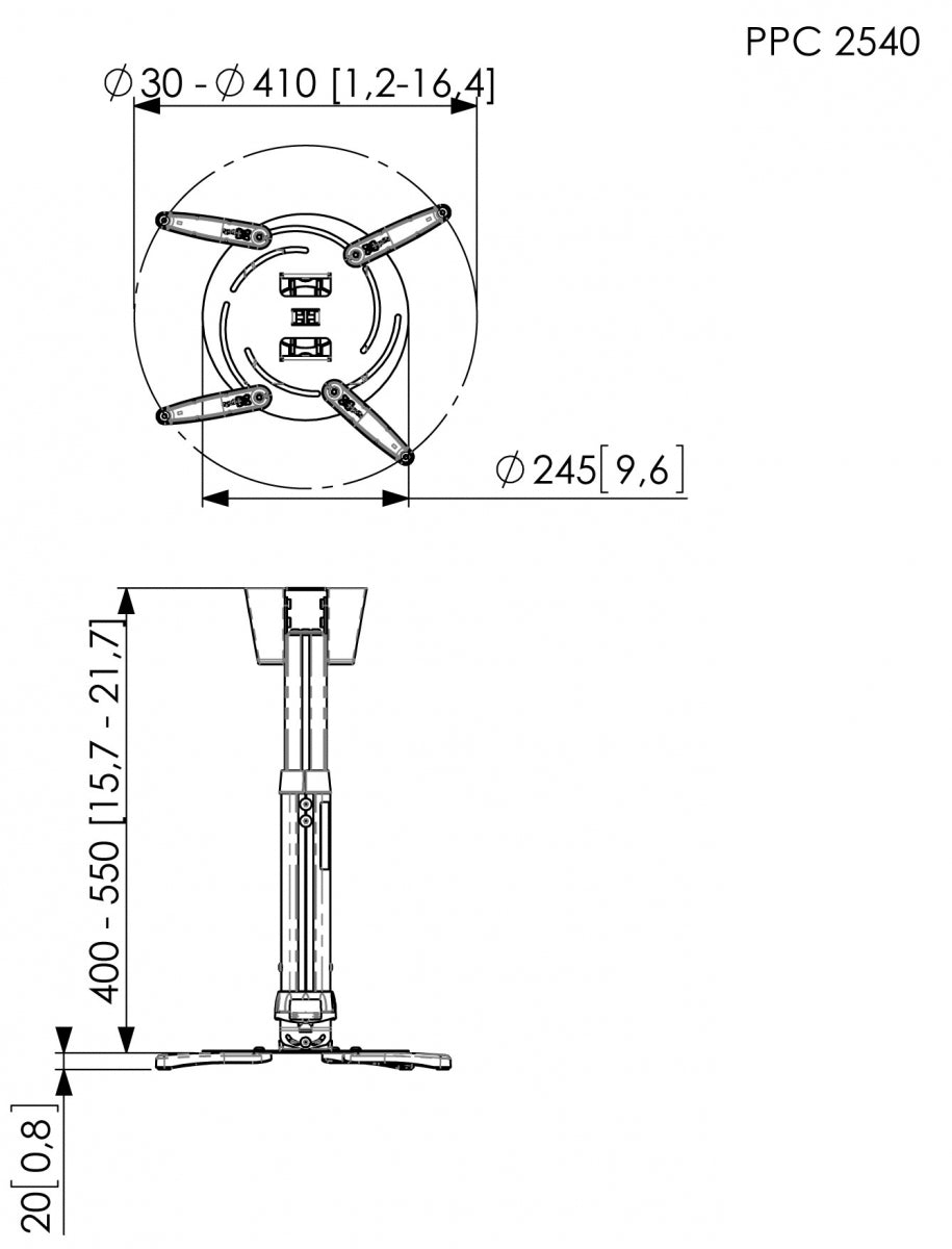 Vogels PPC2540 Projector Ceiling Kit 25kg 40-55cm