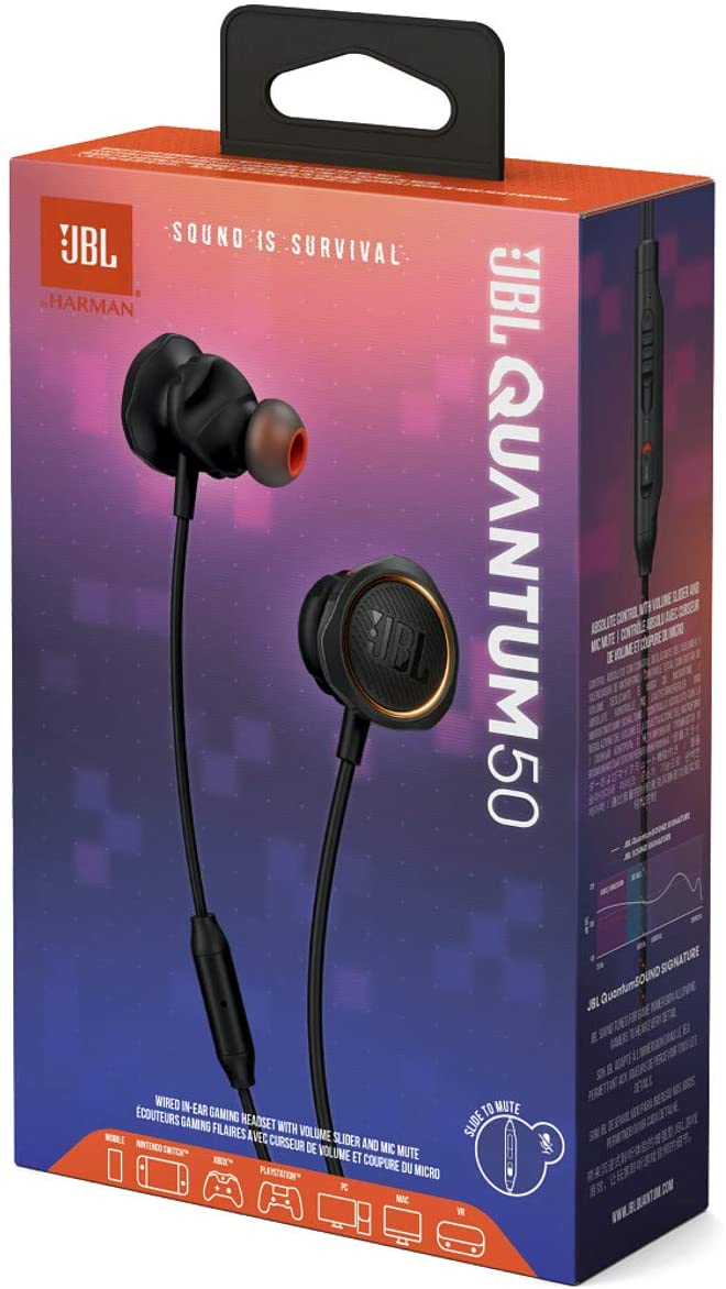 JBL Quantum 50, InEar Wired Gaming Headphones (Black)