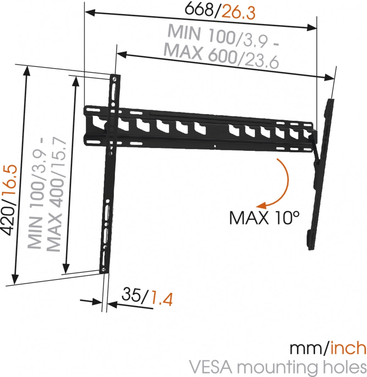 Vogels MA4010 TILT TV Wall Mount 40-65'' Black