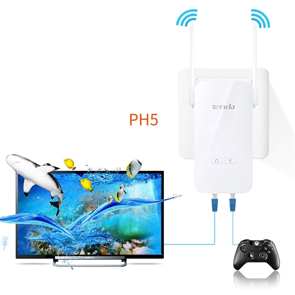 Tenda PH5 AV1000 Wi-Fi Gigabit Powerline Kit UK