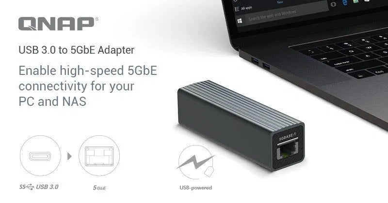 QNAP QNA-UC5G1T USB 3.2 Gen 1 to 5GbE RJ45 Adapter
