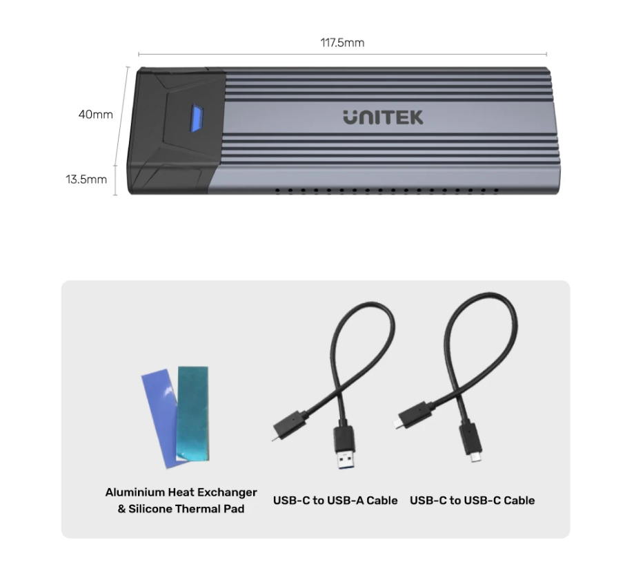 Unitek S1204B USB-C to NVMe/SATA M.2 SSD Enclosure