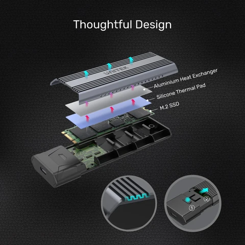 Unitek S1204B USB-C to NVMe/SATA M.2 SSD Enclosure