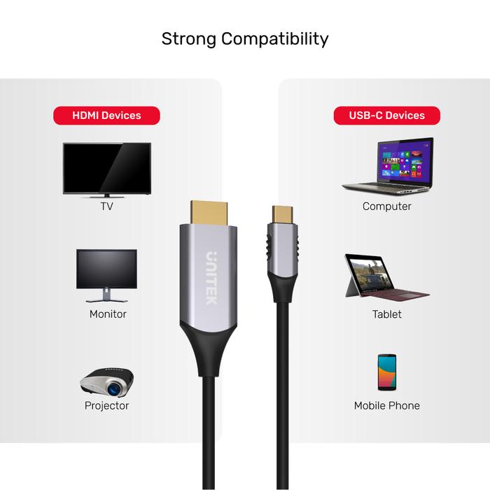 Unitek V1125A USB3.1 TypeC to HDMI 4K 60Hz Cable 1.8m