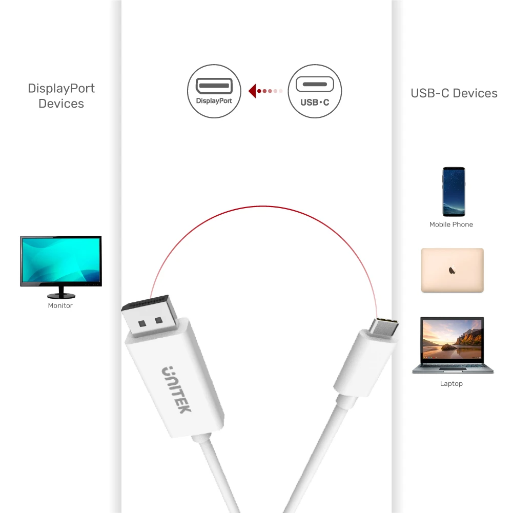 Unitek V400A Type-C 3.1 to Displayport Cable 4K 1.8M White