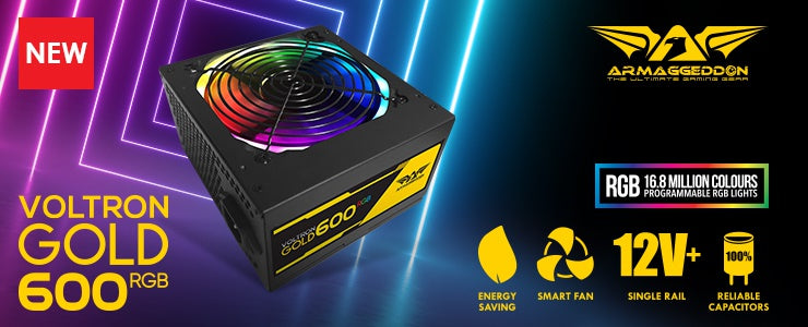 Armaggeddon Voltron Gold RGB Gaming 600W Power Supply