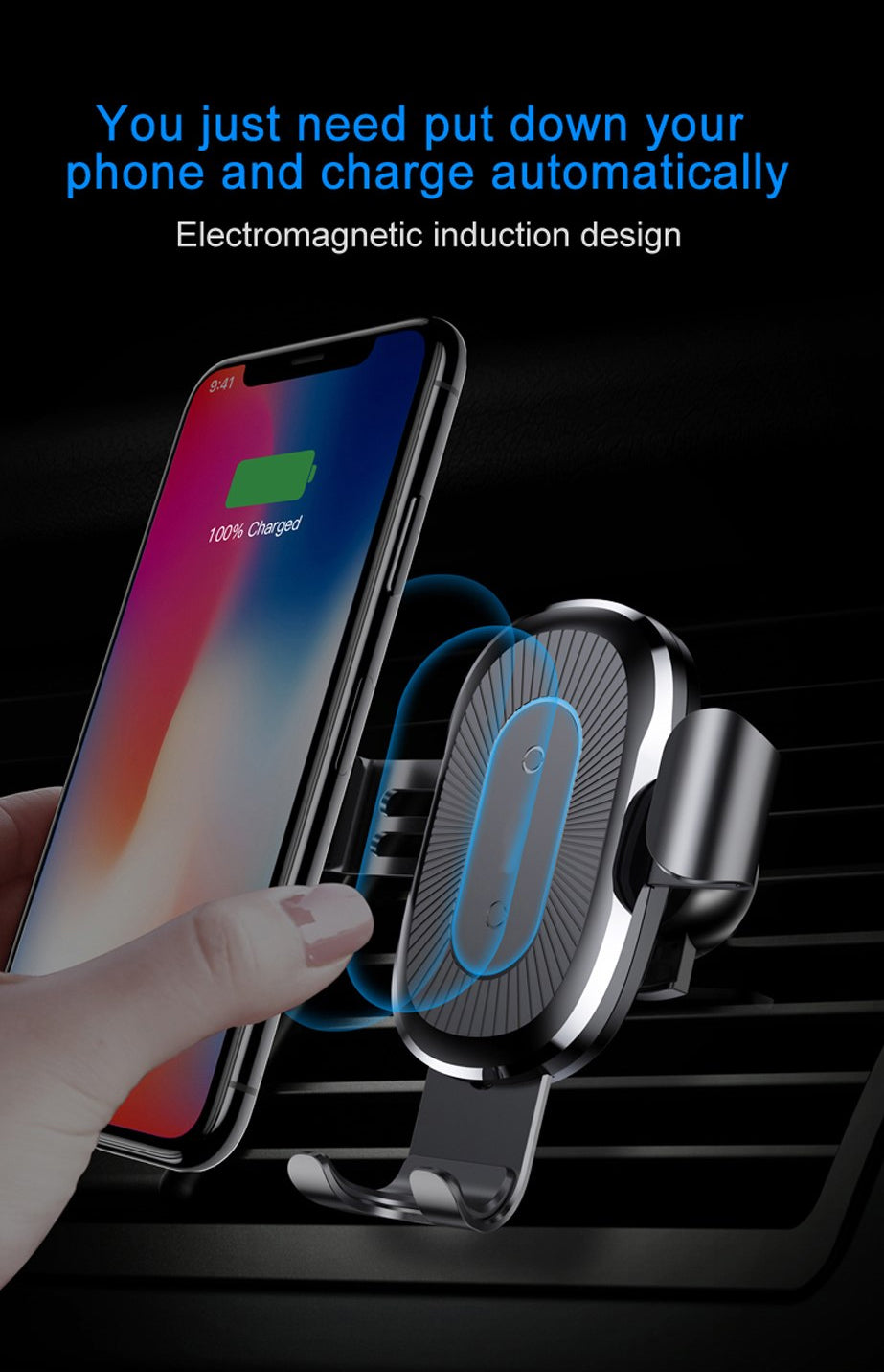Baseus WXYL-01 Wireless Air Vent Gravity Car Charger Black