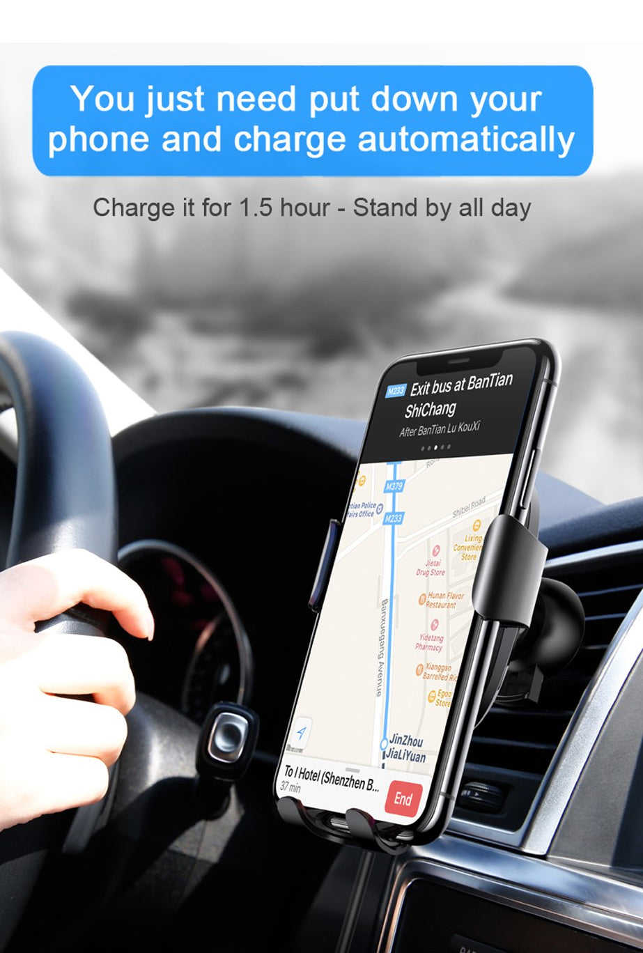 Baseus WXYL-01 Wireless Air Vent Gravity Car Charger Black