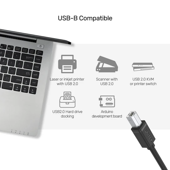 Unitek Y-C421GBK USB 2.0 Cable A-B 5m
