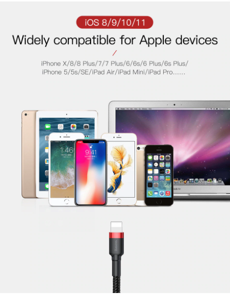 Baseus Cafule Braided Lightning Cable 2.4A 0.5m Grey