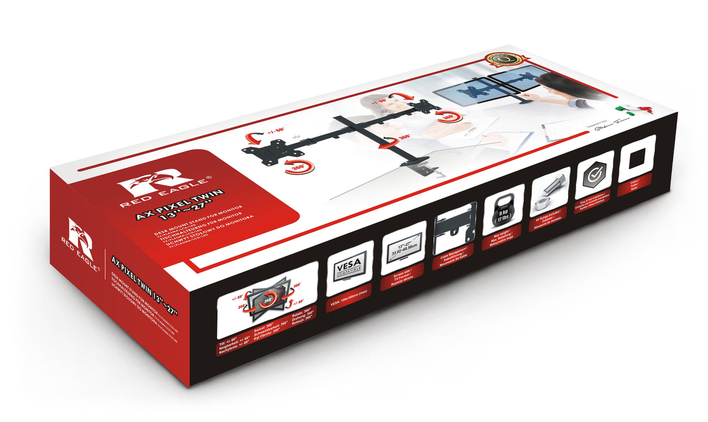 Opticum PIXEL TWIN Desk Monitor Mount Dual Arm