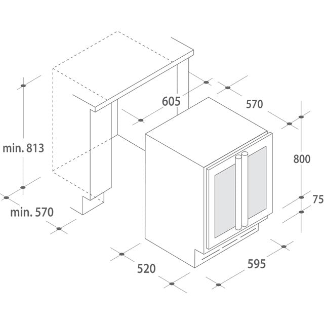 CANDY CCVB 60D INT 2T W/cooler 38-Bottles 60x82