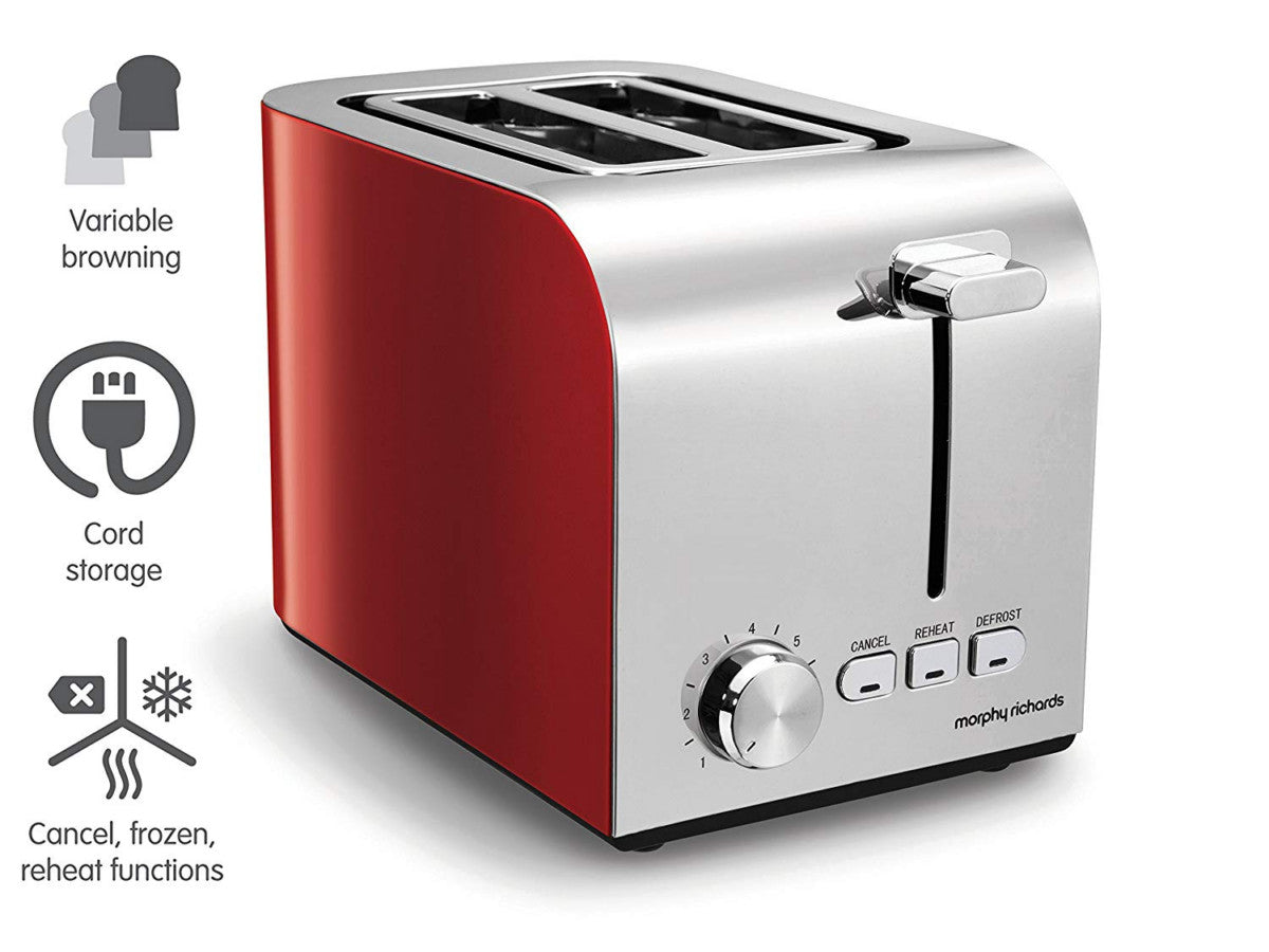 Morphy Richards 222056 Equip 2 Slice Toaster 850W Red/Silver