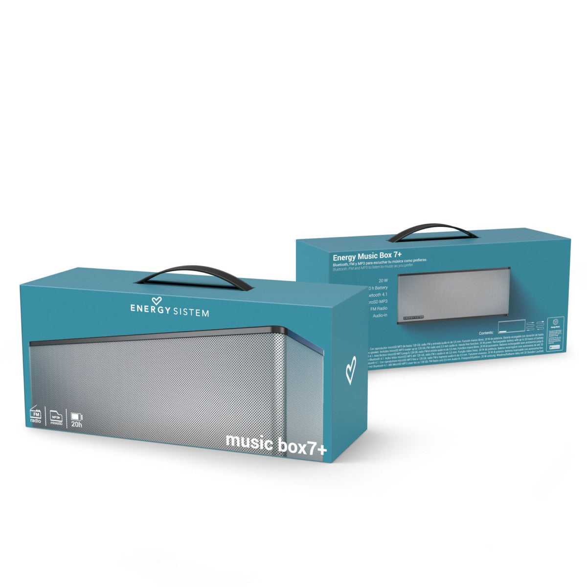 Energy Sistem 446575 Music Box 7+ FM Radio Portable Speaker SILVER/BLACK