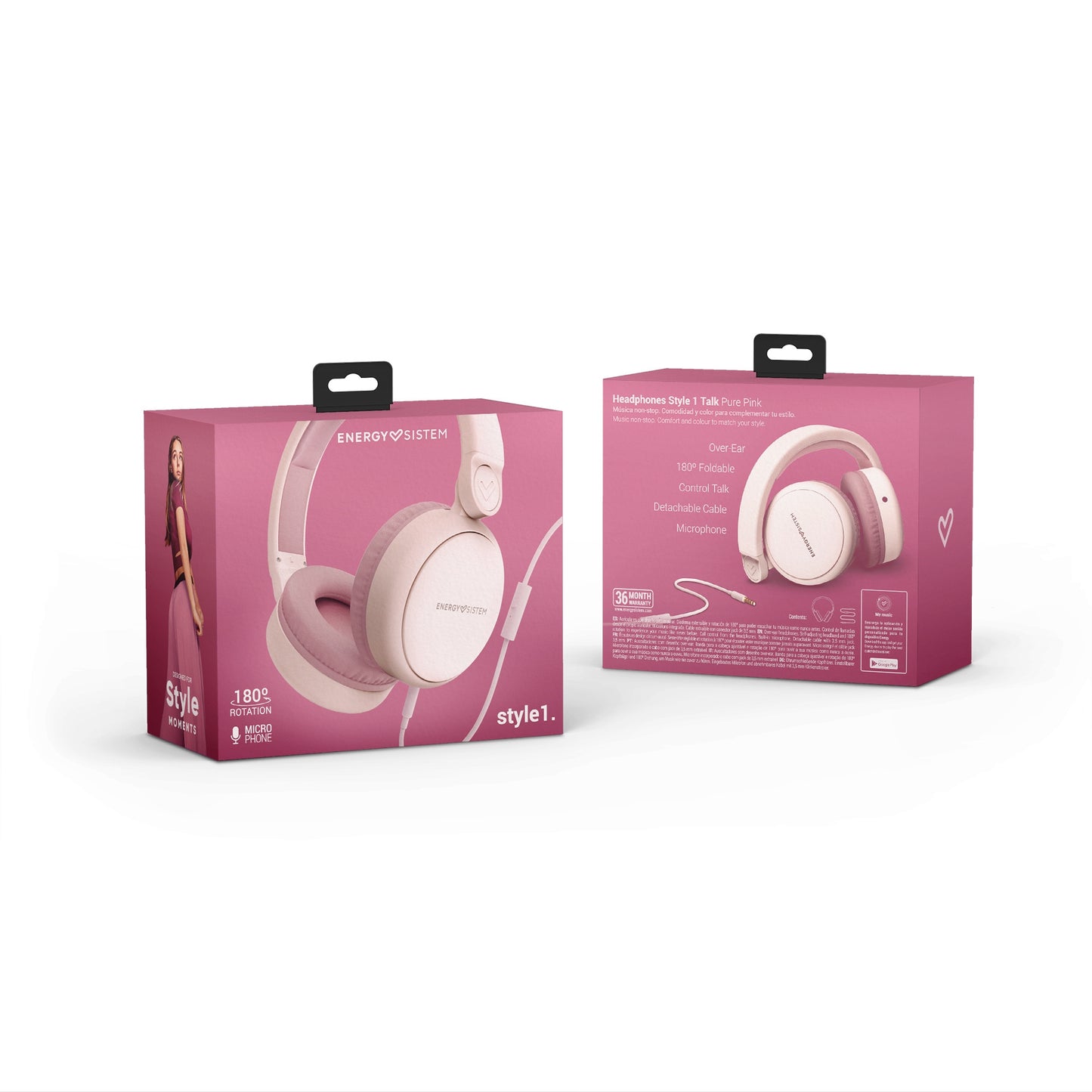 Energy Sistem Style 1 Headphones Talk Pure pink