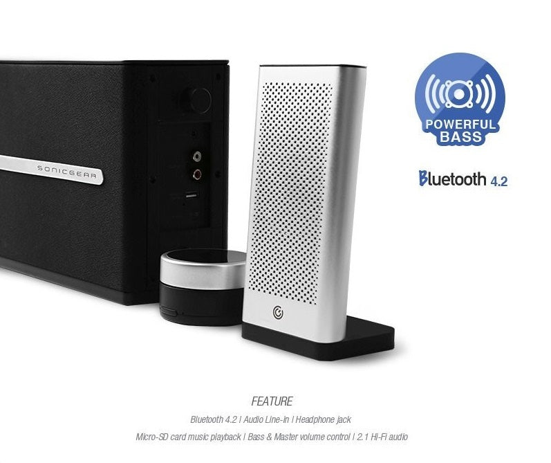 SonicGear Space7 2.1 Hi-Fi Bluetooth PC Speakers 72W Silver
