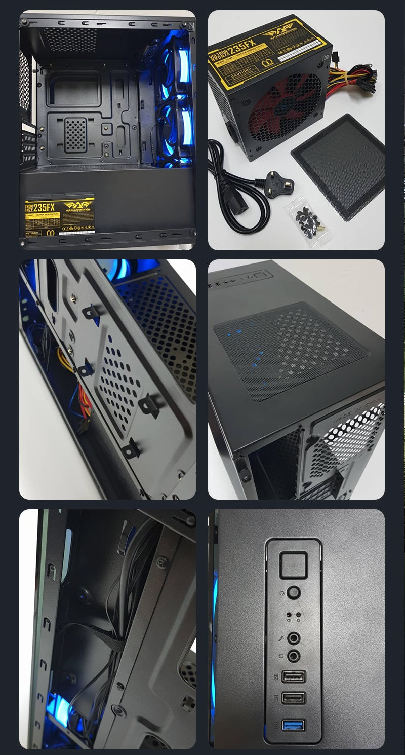 Armaggeddon Nimitz TR-1100 Micro ATX Case with PSU & 5x Blue Fans