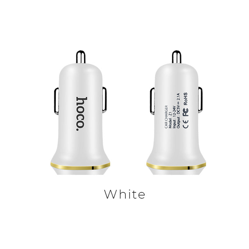 HOCO Z1 TWO PORT CAR CHARGER WHITE