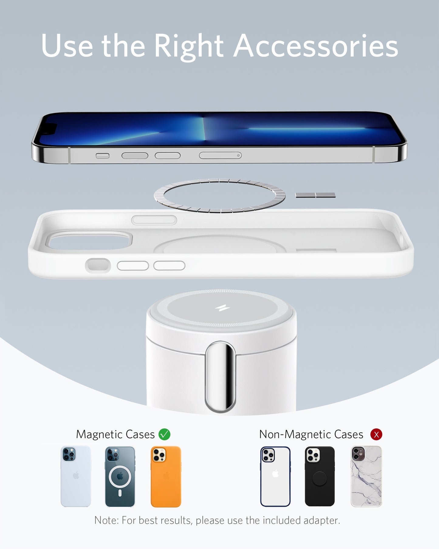 Anker PowerWave Mag-Go 2-in-1 Dock+Charger White