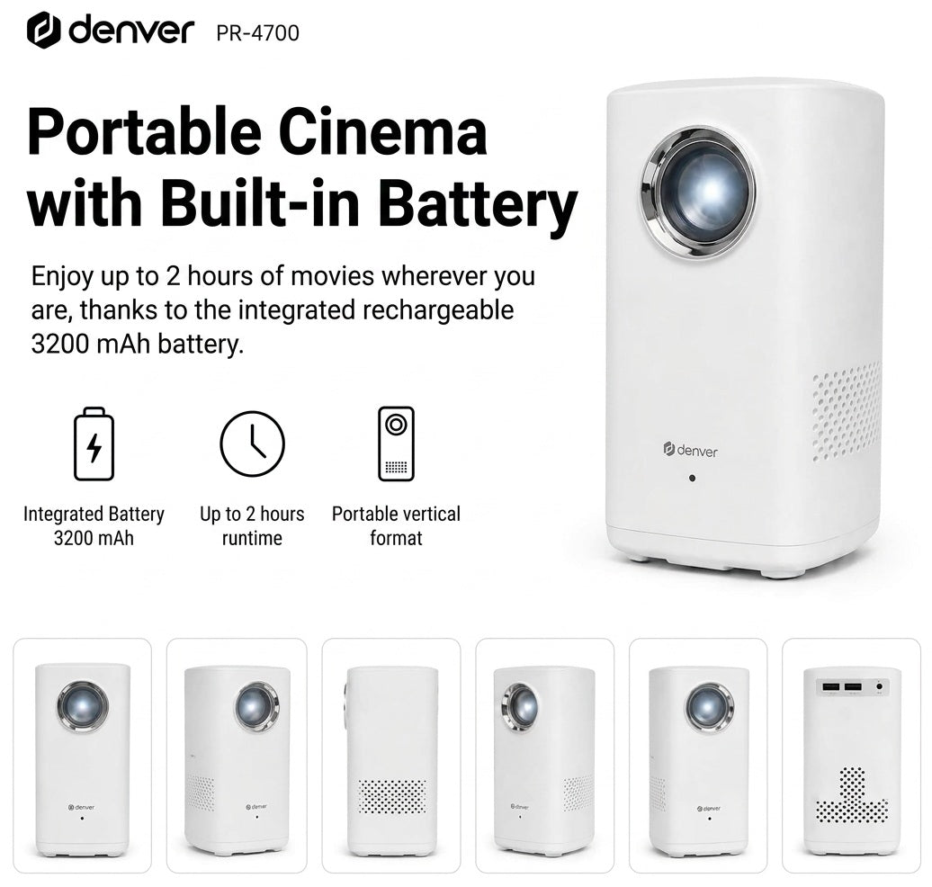 Denver AV Projector HD Native 150ANSI Portable 2 Hrs Runtime PR-4700