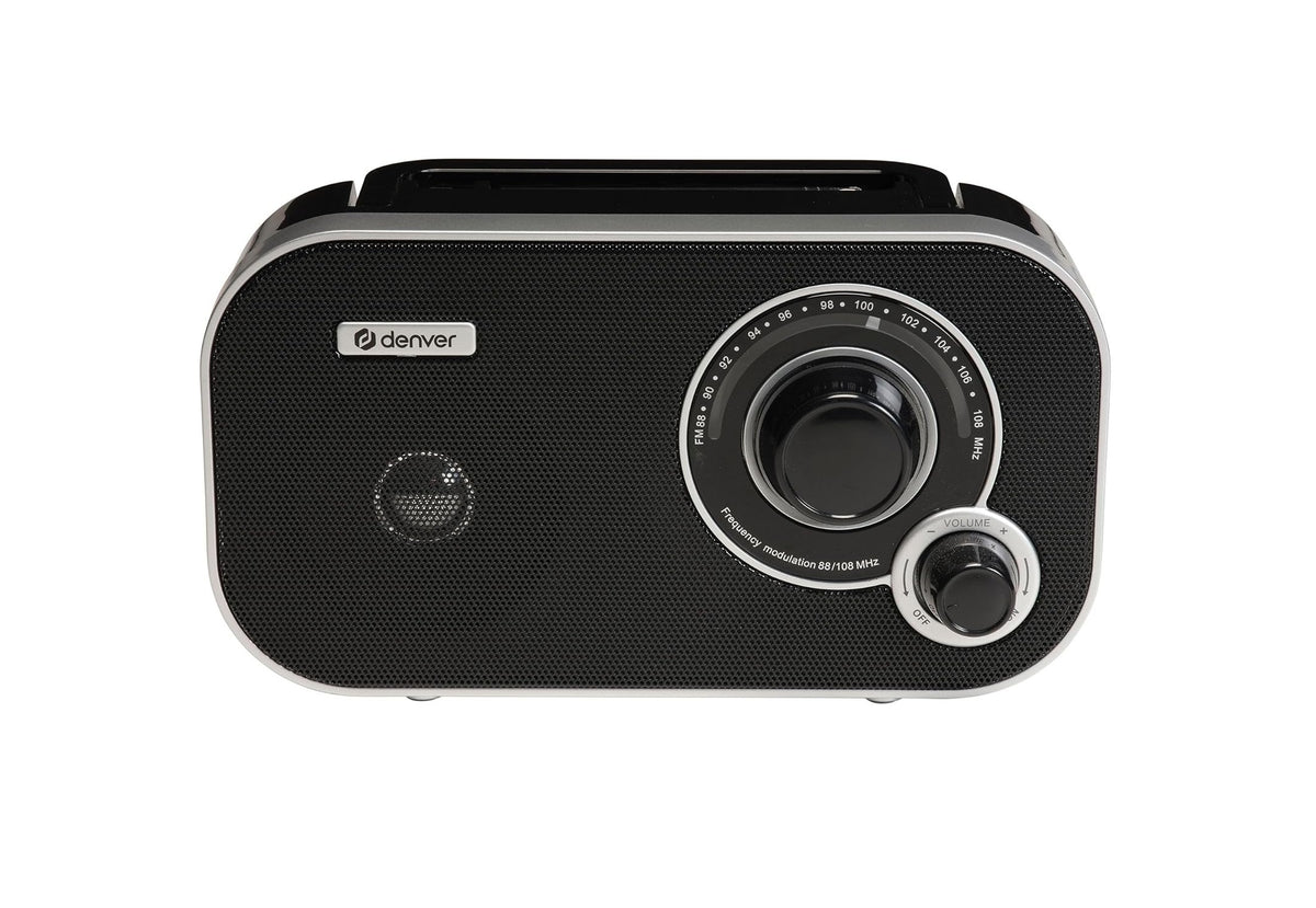 Denver TR-51B Black Portable FM Radio with Telescopic Antenna & Analogue Tuning