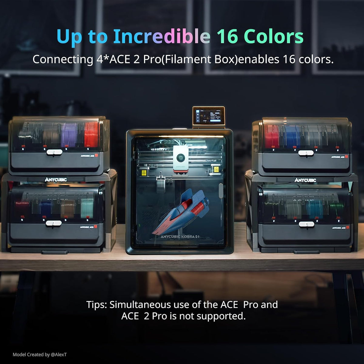 Anycubic 3D Printer Kobra S1 Max Combo Multicolor With Ace 2 Pro Filament Box with Drying Capability