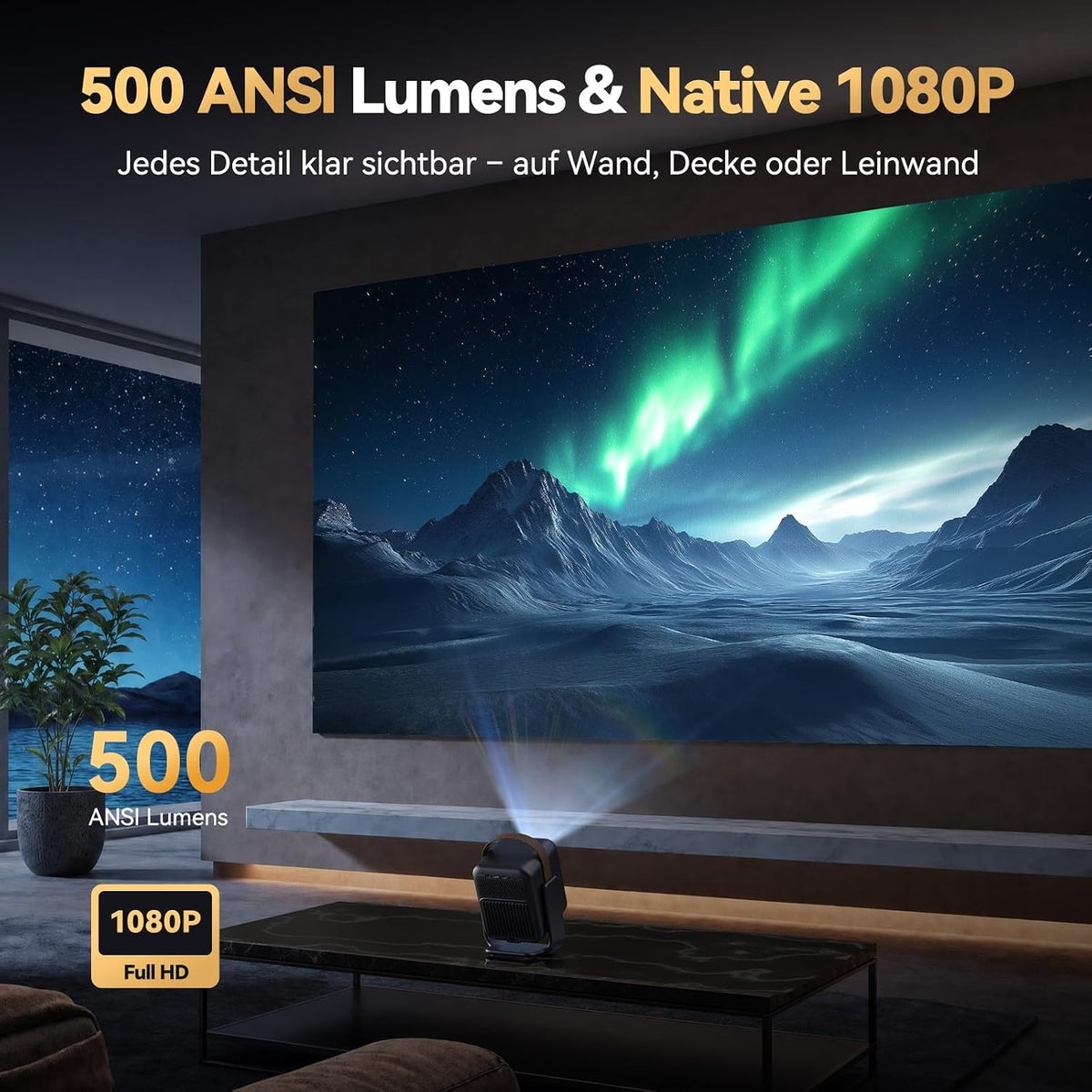 Wanbo Togo Pro Projector 1080P , Google TV, 500 ANSI Lumens, Built-in Battery