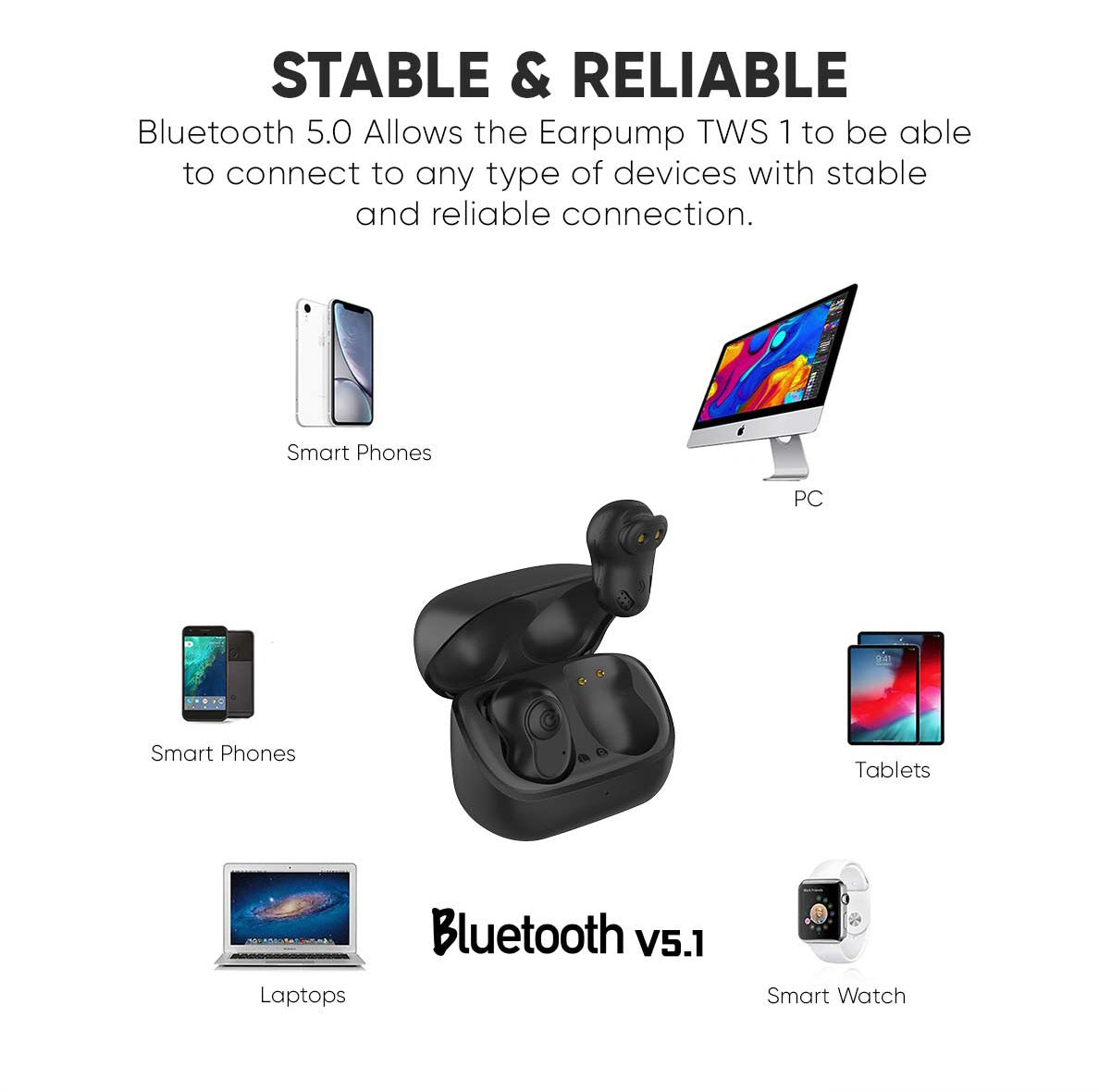 SonicGear EARPUMP COMFY1 TWS IPX5 Earphones Black