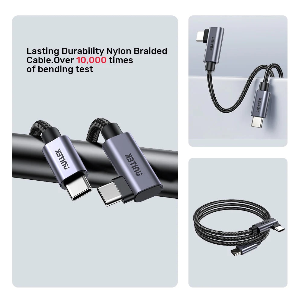 Unitek C14123BK-3M MC USB-C Cable PD100W L-Shape 3.0m