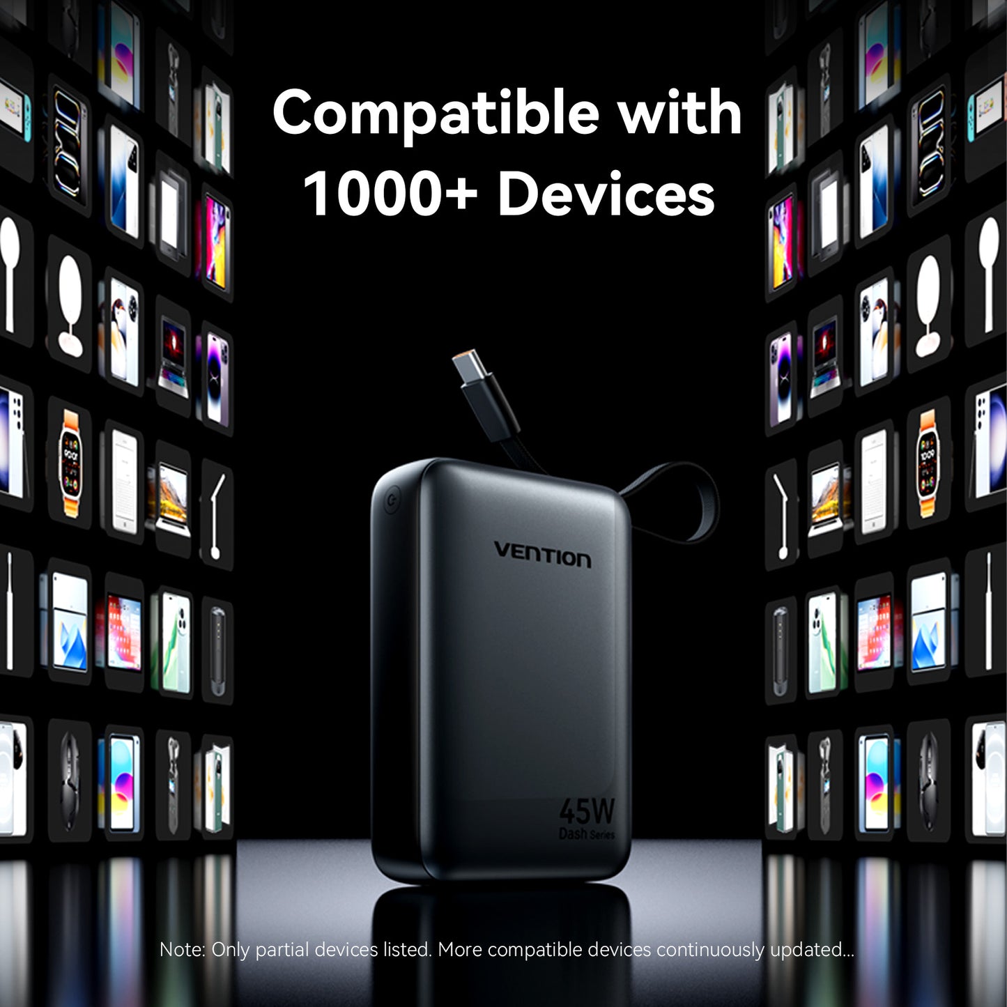 Vention Powerbank 20000mAh 45W 2xUSBC 1xUSBA + Built-in USBC Cable FHGH0-TY
