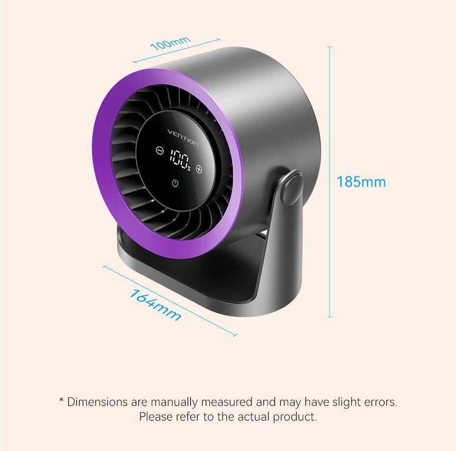 Vention PBIH0 Desktop Air Circulation Fan with Display & Wall Mount