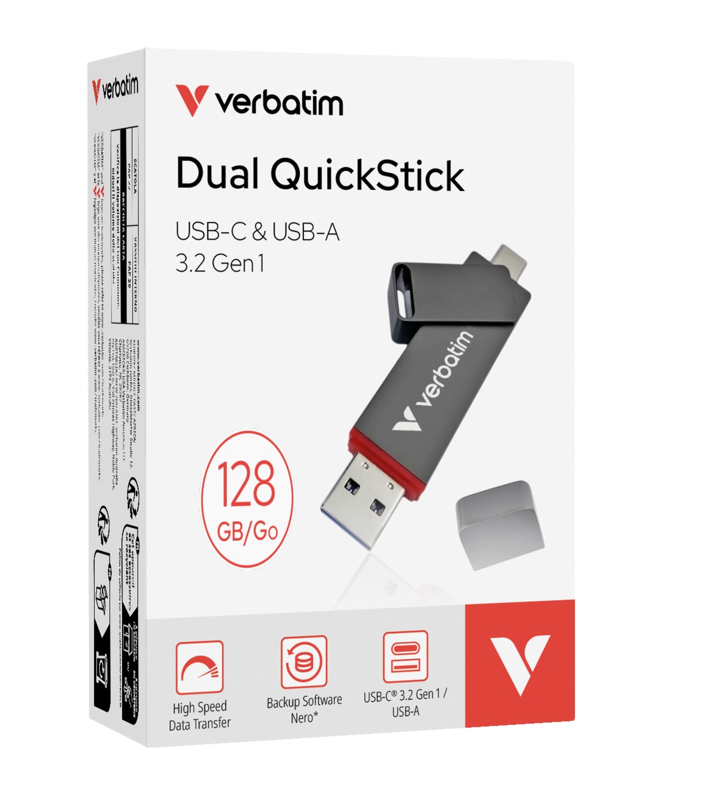 Verbatim USB Drive 3.2 Dual QuickStick USB-C/USB-A 128GB