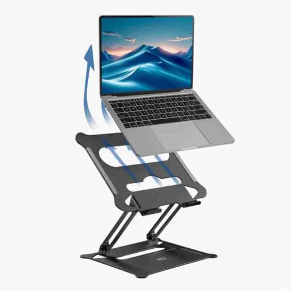 AC8140 FOLDABLE ALUMINIUM LAPTOP STAND W/STEPLESS HEIGHT ADJUSTMENT, ACT