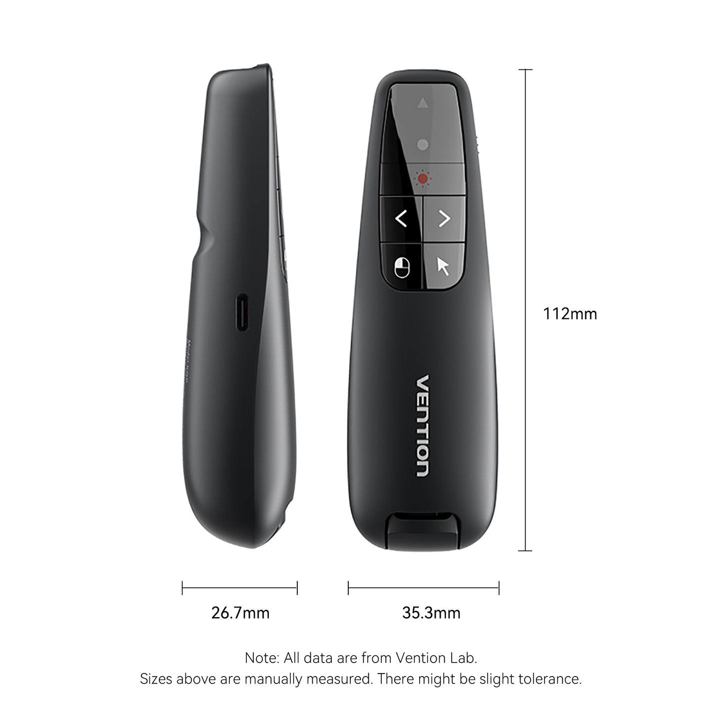 Vention KQPB0 Wireless Presenter Red Laser Pointer & Air Mouse Rechargeable