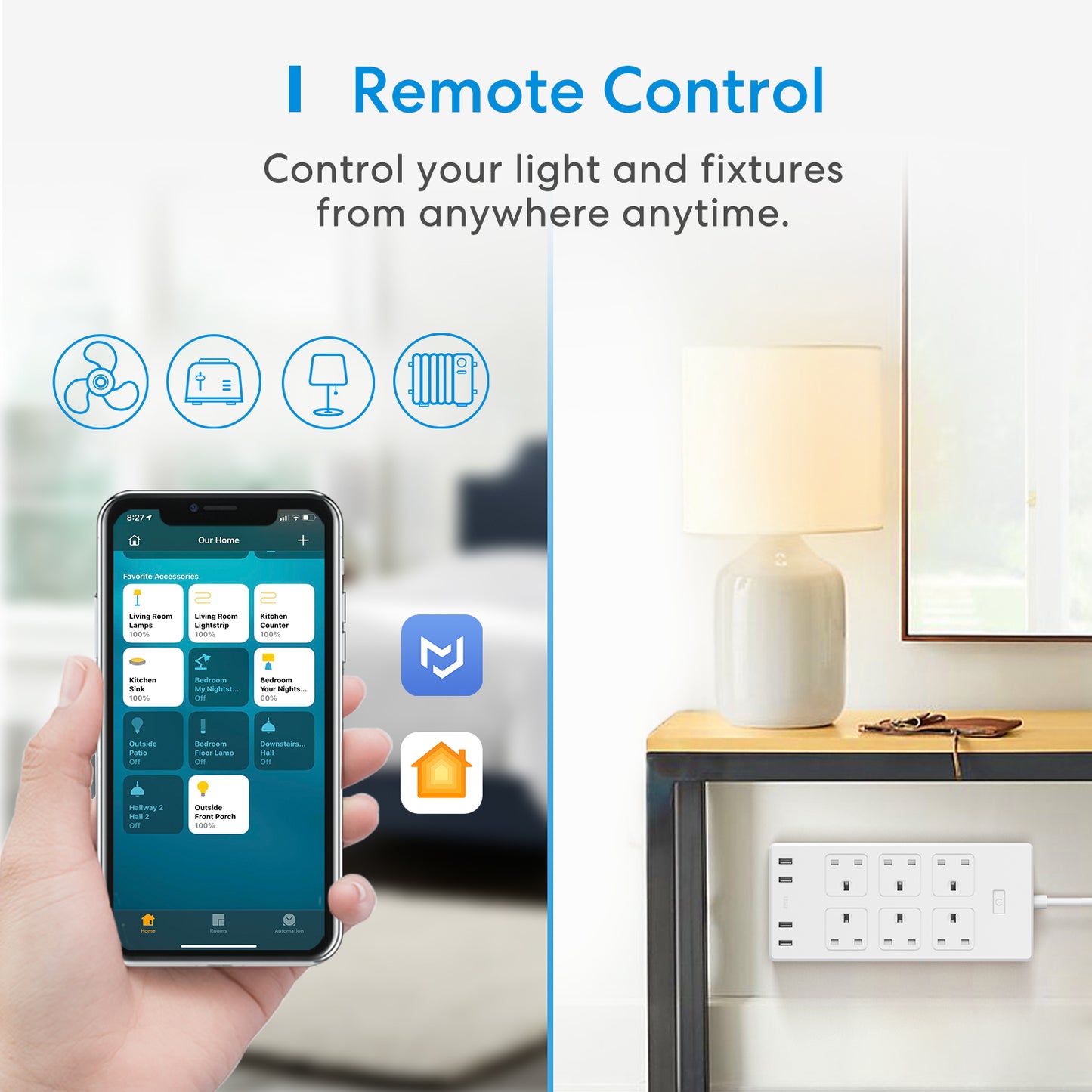 Meross Smart WiFi Powerstrip With 6 x AC sockets and 4 x USB ports 1.8m MSS426HK-UK