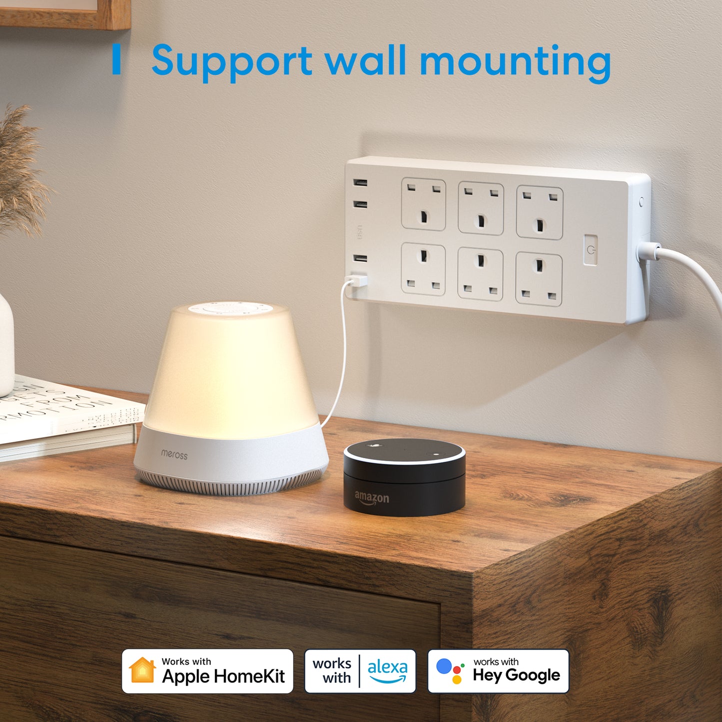Meross Smart WiFi Powerstrip With 6 x AC sockets and 4 x USB ports 1.8m MSS426HK-UK