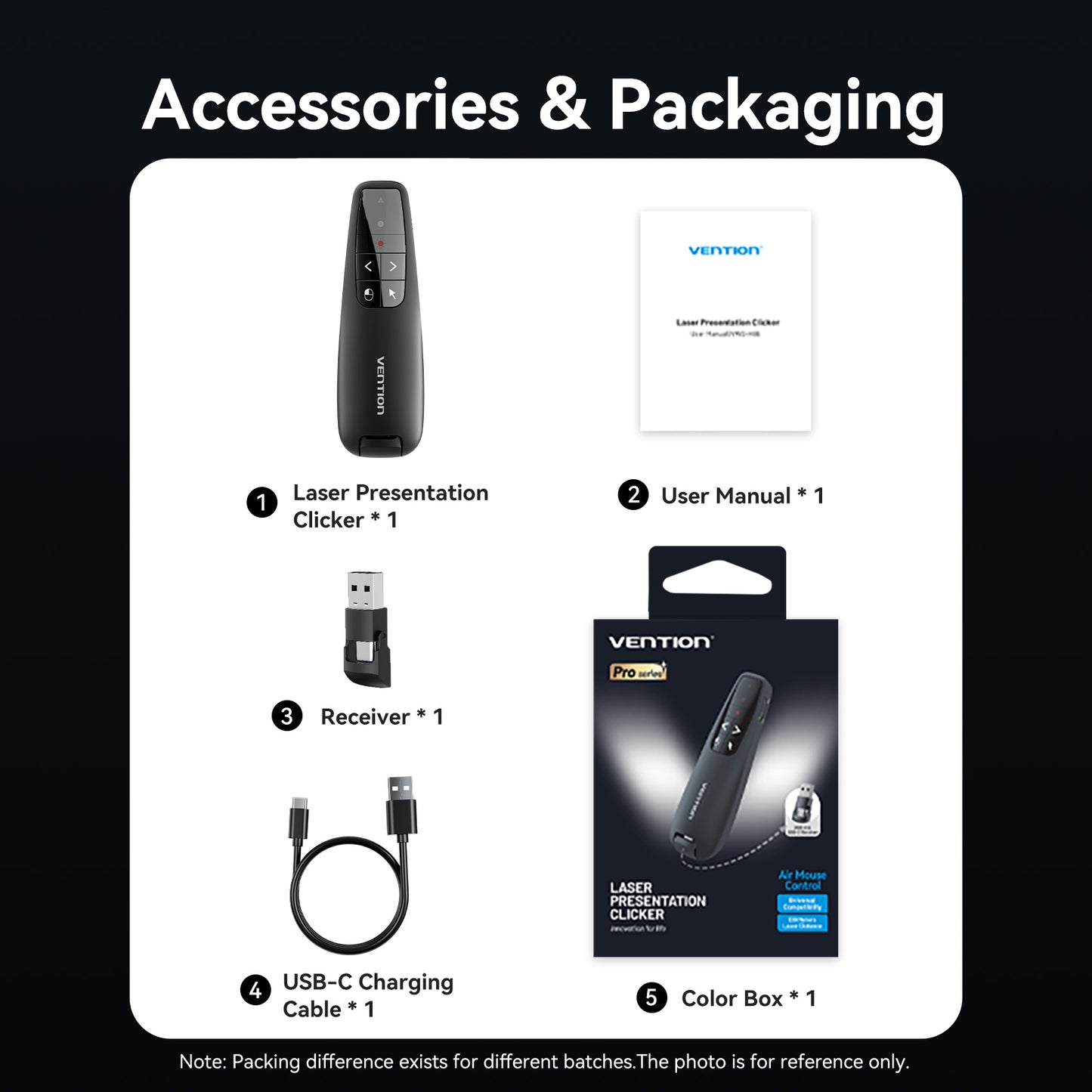 Vention KQPB0 Wireless Presenter Red Laser Pointer & Air Mouse Rechargeable