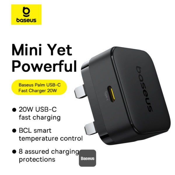Baseus Charger Wall 20W USB-C PALM Series UK Black